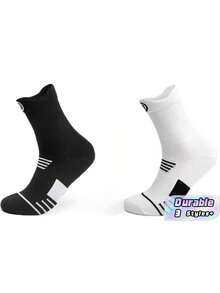 6 pares de calcetines de baloncesto de colores mixtos, calcetines de hombre con suela de toalla, calcetines de compresión para fútbol, correr y deportes al aire libre - Multicolor - Ver 1