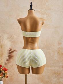 Bellisia Conjunto de Bikini de Dos Piezas con Bandeau Texturizado de Estrella de Mar para Mujer Primavera/Verano 26SS - Amarillo - Ver 2