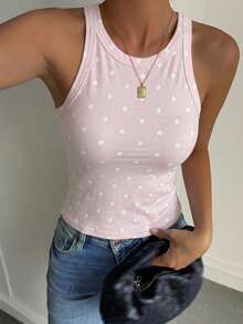 DAZY 秋冬季休季修身優雅純色女款背心 度假夏季 - 粉色 - 查看 3