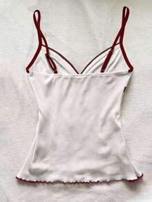 IslaSuriya Atasan Camisole Kasual Wanita dengan Trim Warna Kontras, Musim Panas - Krem - View 2