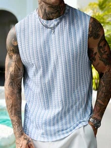 Manfinity RSRT Men's Striped Colorblock Casual Versatile Daily Outing Top, Holiday - Blue - View 5