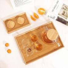 Rectangular Bamboo Tray, Hotel/Restaurant Bamboo Tea Tray, Bamboo Creative Fruit/Bread Wooden Tray With Handle, Suitable For Cafe/Coffee Shop Service - Bamboo Color - View 4