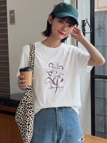 DAZY 夏季新款海灘度假女款寬鬆休閒印花圖案T恤 - 白色 - 查看 6