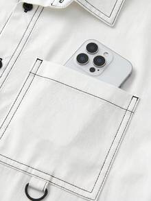 EASEVO Spring/Summer Plus Size Men's Fashion Short Sleeve Shirt - White - View 4
