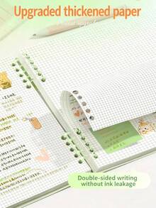 1pc High-Quality Notebook, 60 Sheets/120 Pages Vintage Square Grid Flip Notebook, Detachable Grid Paper Memo Pad - multicolor - View 10