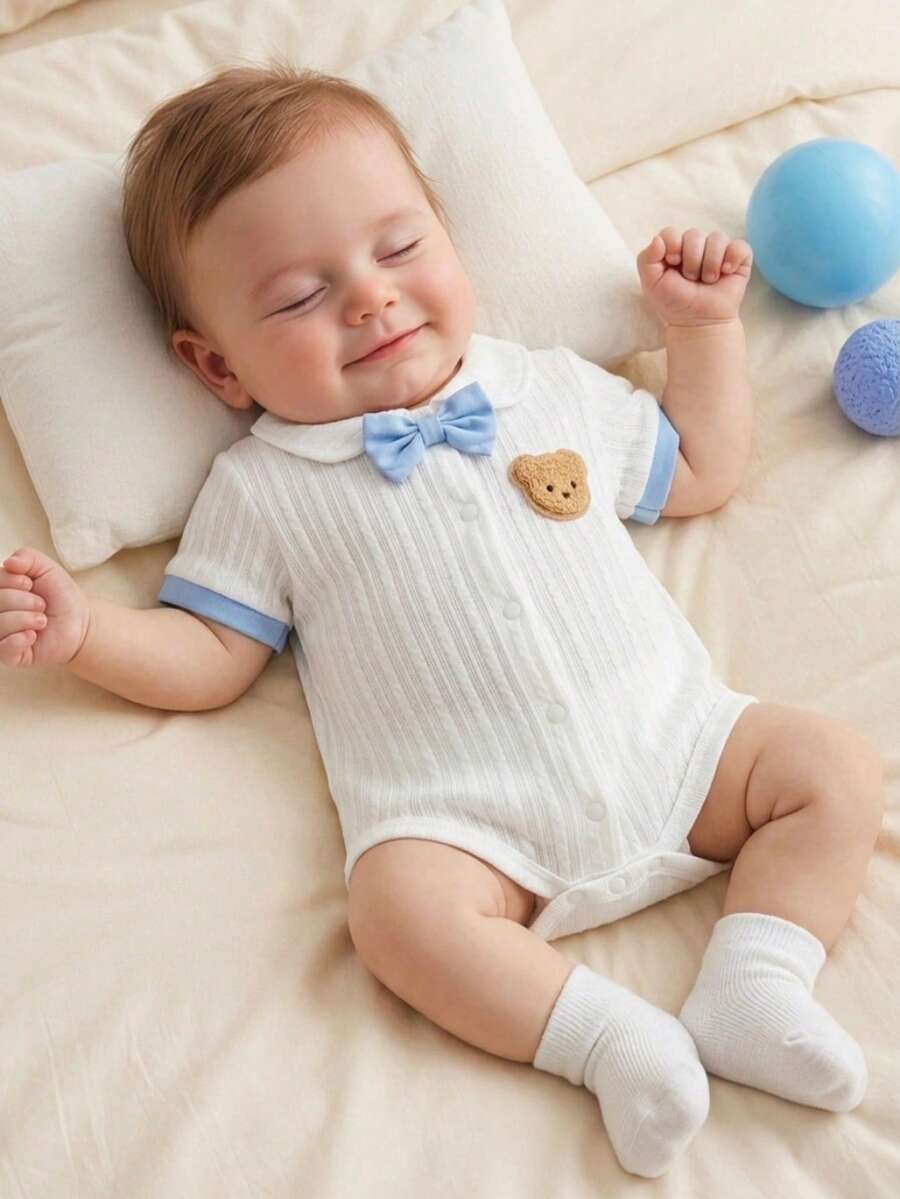 Souflis Souflis 新生兒男嬰紳士連身衣,夏季套裝,百日慶祝正式穿著,時尚領口連身衣 - 彩色 - 查看 1