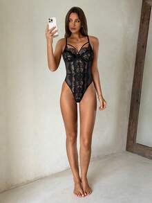 Aloruh Romantic Lace Underwire Sexy Bodysuit, Rave.Fall Winter 2026 Lässig Abschlussfeier Elegant Lingerie,Fashion Fall - Black - View 6