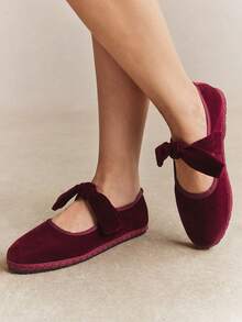 Rosivie Women's Bow Design Casual Versatile Fashion Flat Shoes For Christmas - fuchsia - View 4
