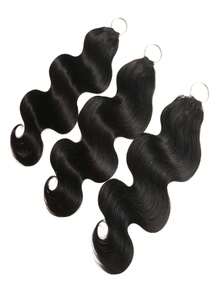 Boho Braids Body Wave Curly Feather Crochet Human Hair Pre-Separated Invisible Miracle Knots Reusable Bulk Human Hair With String Natural Black Crochet Hair Extensions - SNatural - View 9