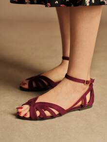 Rosivie Women Flat Sandals Valentine's Day - Burgundy - View 10