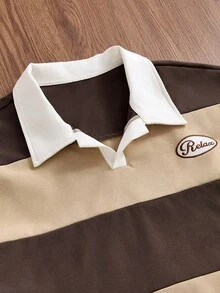 AXEPEAK Men's Casual Loose Fit Short Sleeve Embroidered Polo Shirt, Khaki, Everyday Wear - Khaki - View 5