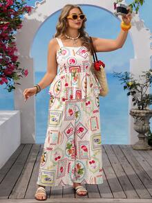 Vivid Eden Spring Summer Vacation Solid Color Woven Tank Top Loose Long Pants Plus Size 2pcs Set Beach Beige Tropical Boho - Multicolor - View 5