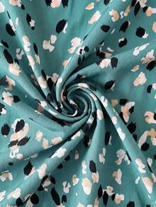 Rusticease Kemeja Ukuran Besar Gaya Boho Resort Kasual Lengan Berkerut Motif Seluruh Permukaan, Pakaian Musim Panas untuk Wanita/Musim Panas, Pakaian Liburan Tropis Wanita Warna Pastel - Mint Green - View 5