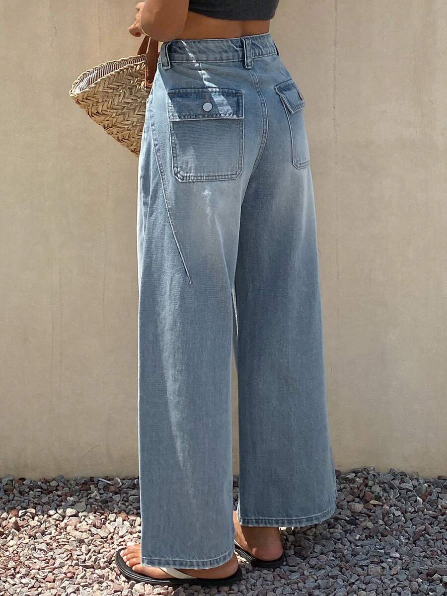 DAZY Women's Loose Casual Wide Leg Jeans Fall - Medium Wash - View 1