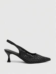 CUCCOO SZL Women's Fashion Pointed Knitting Splicing Suitable For Evening Parties Party Style High Heels Women's Shoes - Black - View 3