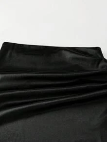 GlowEve 女款蕾絲拼接百褶休閒百搭日常外出裙 - 黑色 - 查看 3