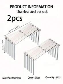 1pc Kitchen Stainless Steel Pan Shelf Side Pot Lid Rack Telescopic Folding Storage Rack Row Skeleton Grill - Silver - View 10