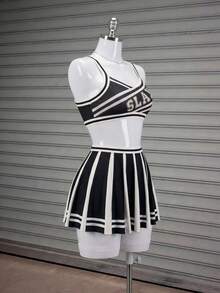 Fantasy Costume Fantasy Costume 5pcs/Set Sexy Cheerleader Letter Print Costume Set For Women - Black and White - View 9