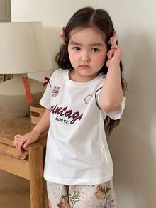 DAZY 嬰兒/幼童 (女童) 圓領休閒短袖上衣 - 紅色 - 查看 5