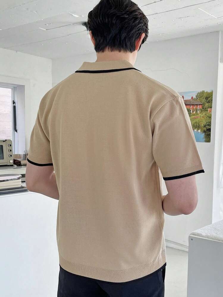 Men Contrast Trim Knot Top