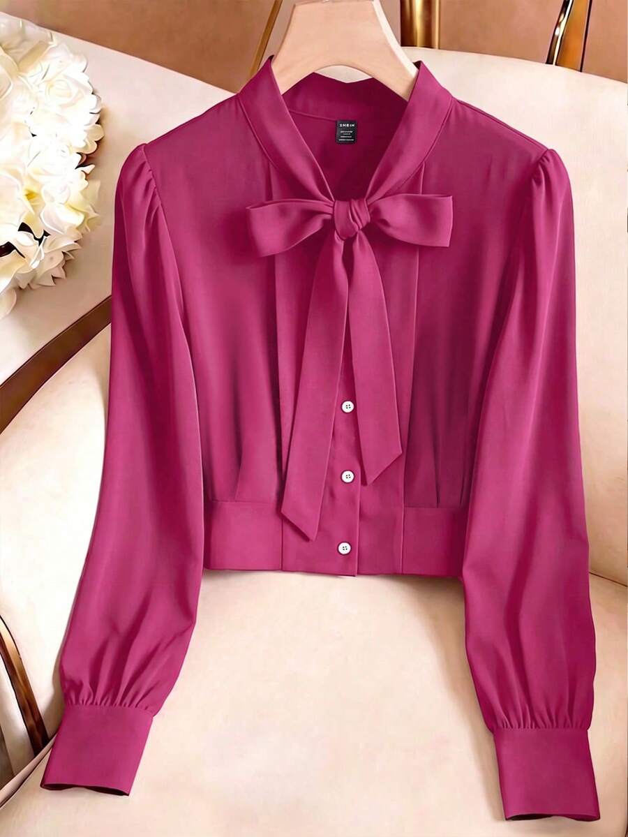 GlowEve Camisas elegantes y de oficina para otoño para damas - Rosa Fucsia - Ver 1