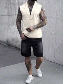 Manfinity CasualCool Men's Summer Casual Versatile Solid Color Tank Top - Apricot - View 5