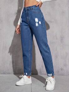 Flexra Casual Washed Distressed Denim Jeans - Dark Wash - View 3
