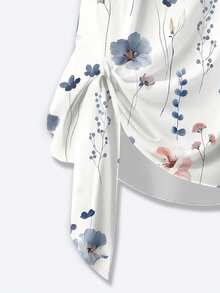 SHEIN Clasi Women's Round Neck Floral Print Top And Pants Casual Everyday 2 Pieces Set - Multicolor - View 3