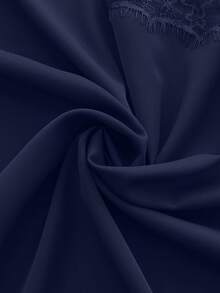 Juhart Plus Size Lace Patchwork Asymmetric Hem Sleeveless Top - Navy Blue - View 7