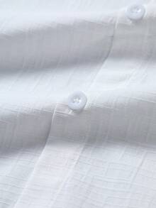Manfinity Homme Conjunto de camisa de manga corta y pantalones largos de unicolor para hombre, ceremonia - Blanco - Ver 5