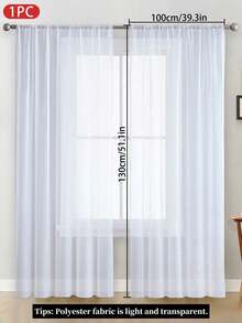 1Pc Solid Color Light-Weight Voile Curtain, Modern Minimalist Polyester Sheer Window Curtain For Bedroom, Living Room, Balcony Decoration - Multicolor - View 39