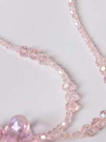 MUSERA Crystal Beaded Floral Pendant Necklace Spring Summer Vacation Sexy Holiday Accessory Y2k Girly Festival Ibiza Fantasy - Pink - View 6
