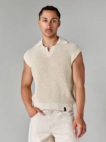 SUMWON Kurze offene Strickweste mit Polokragen, Boxige Passform, Lässiges Oberteil für Sommer und Frühling - Aprikosenfarben - Übersicht 4