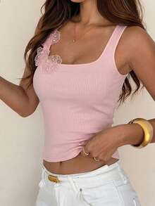 Solid Color Fitted Tank Top For Summer Vacation - Burgundy - View 6