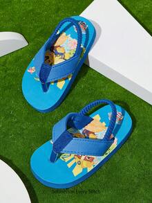 Cozy Pixies | PAW Patrol 一雙夏季時尚百搭海灘度假海邊趣味可愛彈性後跟夾腳拖鞋附嬰兒拖鞋，輕便耐用EVA材質，室內外皆可穿 - 寶藍色 - 查看 2