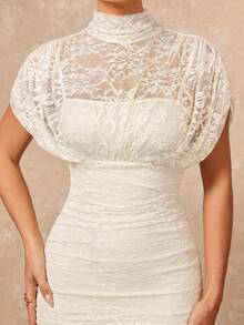 Lumalex Vestido elegante de encaje para mujer - Albaricoque - Ver 7