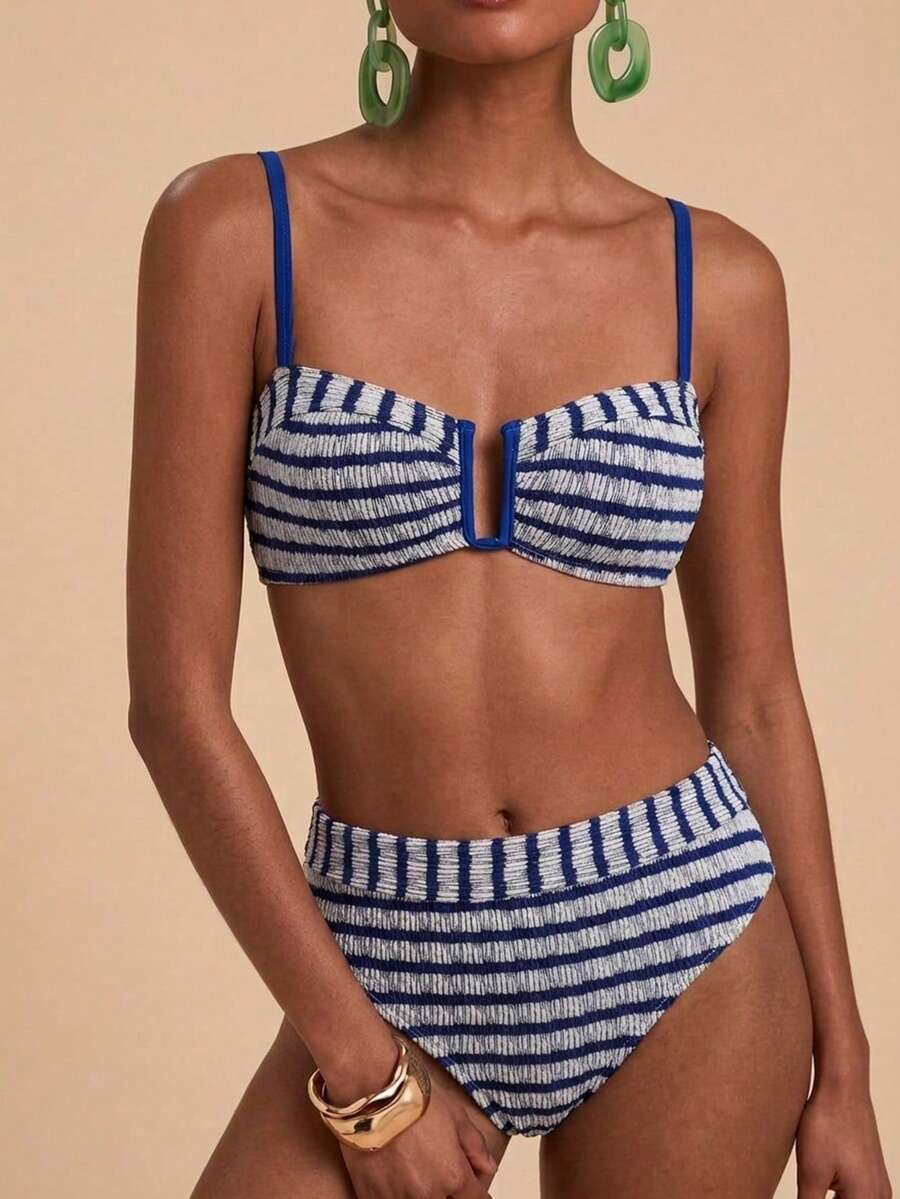 Travachic Women's Vacation Beach Striped Swimsuit Set - Multicolor - View 1