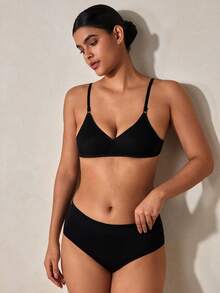 Veilyse 1PC Young Girl's Comfortable Sleeping Ventilate Wireless Soft Cup For Small Chest Solid Underwear Bra - Black - View 8