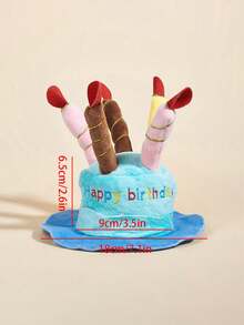 1PC Pet Birthday Hat – Plush Cute Candle Hat For Cats & Dogs, New Year Gift - Blue - View 3