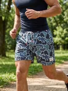 CoralVoy Men's All-Over Print Slant Pocket Drawstring Waist Casual Beach Shorts, Holiday - Grey - View 6
