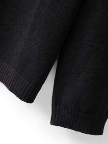 SHEIN Plus Size Casual Round Neck Colorful Button Long Sleeve Cardigan - Black - View 6