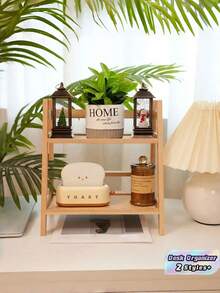1 PC Large Capacity Vertical Multi Function Tabletop Storage Rack Cup Holder Display Shelf Home Decor Rustic Style Can Store Kitchen Items Cosmetics Potted Plants Desk Organizer For Home Office Living Room Dorm Bathroom Countertop Organizer - Multicolor - View 1