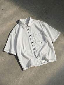 EASEVO Spring/Summer Plus Size Men's Fashion Short Sleeve Shirt - White - View 8