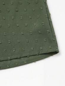 EMERY ROSE Plus Size Women's Spring/Summer Mid-Length Pom Pom Jacquard Fabric Simple Loose Fit Sleeveless Pullover Shirt Formal Evening Olive Green Elegant - Dark Green - View 6