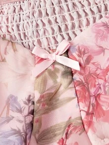SHEIN MOD 大尺碼女款泡泡袖花卉甜美優雅洋裝 - 彩色 - 查看 8