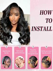 Boho Braids Body Wave Curly Feather Crochet Human Hair Pre-Separated Invisible Miracle Knots Reusable Bulk Human Hair With String Natural Black Crochet Hair Extensions - SNatural - View 15