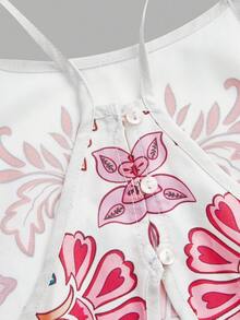 SHEIN 青少年女孩度假優雅休閒花卉印花長版背心洋裝 - 彩色 - 查看 3