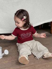 Hapijoa 嬰兒/女嬰圓領背心上衣與寬鬆條紋寬腿褲 2 件套居家服 夏季 - 彩色 - 查看 4