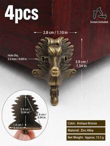 superFUNNYmarket Vintage Zinc Alloy Box Feet & Corner Protectors, Antique Bronze/Gold Ornate Metal Legs, Durable Rust-Resistant Hardware For Wooden Chests, Storage Boxes, Furniture, Handmade Crafts, Antique Reproductions & DIY Projects, Easy To Install - multicolor - View 12