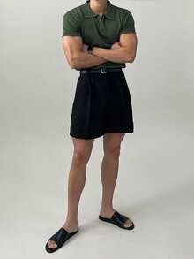 DAZY Men's Polo Collar Half-Zip Short Sleeve Knit Top, Back To School Easter - Green - View 5